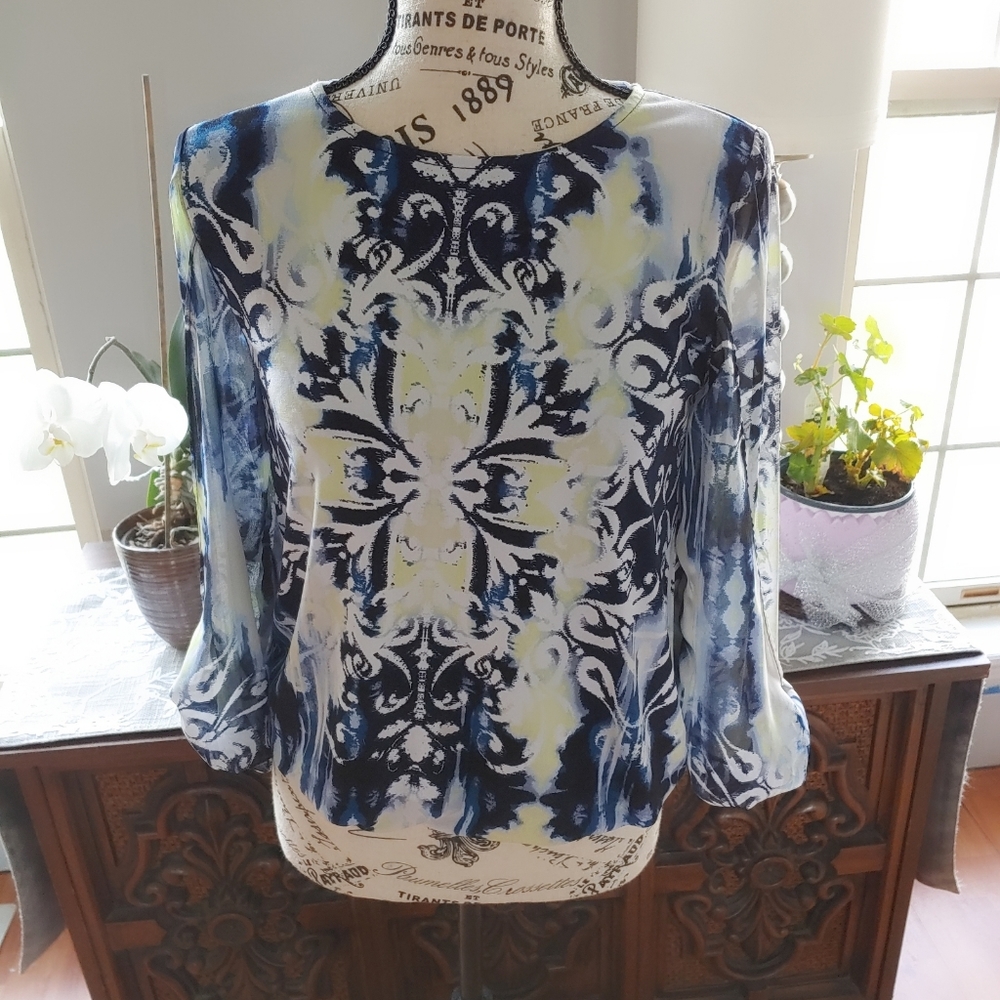 Alfani Beautiful 3/4 Sheer Sleeve Blouse Size PP.